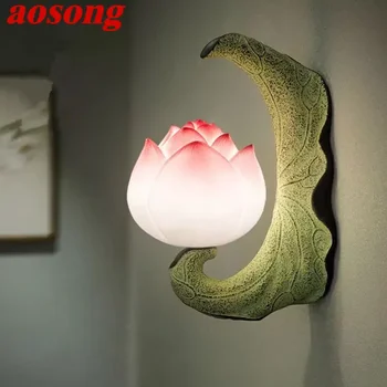 AOSONG Súčasného Lotus Nástenné Svietidlo Čínsky Štýl, Obývacia Izba, Spálňa Čaj Miestnosti, Chodby, Umelecké Dekoratívne Svetlo