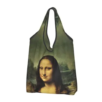 Klasické Mona Lisa Od Leonarda Da Vinci Potraviny Nákupné Tašky Roztomilý Shopper Ramenný Tote Taška Prenosná Maliarske Umenie Kabelka