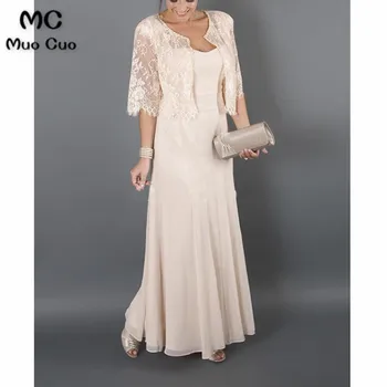 Plus veľkosť 2023 Elegantné Matka Nevesty Šaty s Plášťom Čipky Šifón matka nevesty šaty na svadby