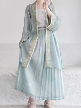 Čínsky Hanfu Tang Kvet Roztrieštené Sukne s Veľkými Rukáv Tri Kus Lete Hanfu Fáze Výkonu Kostým