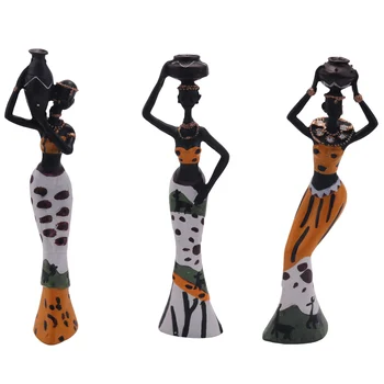 3ks Retro Váza Africkej Ženy Socha Exotické Živice Kultúry Figúrky Set pre Domáce Hotel Obývacia Izba Dekorácie, Remeselné Ozdoby