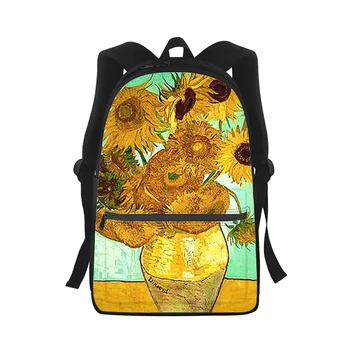 Van gogh art maľovanie Muži Ženy Batoh 3D Tlač Módne Študent Školy Vrecka Notebook Backpack Deti Cestovná Taška cez Rameno