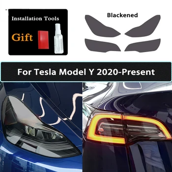 2-4 ks TPU čiernej zafarbenie film Auto svetlomety zadné svetlo do hmly lampa ochranná fólia pre Tesla Model 3 Y X Y 2015-2022