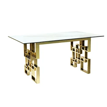 Prispôsobený svetlo luxusné tvrdeného skla jedálenský stôl obdĺžnikový moderný minimalistický domácnosti, malé nehrdzavejúcej ocele jedálenský stôl.