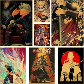 Klasické Anime Jujutsu Kaisen Plagáty Retro Kraft Papier Démon Vrah Plagát Domova Spálňa Bar Umelecké Maľovanie Na Stenu, Samolepky
