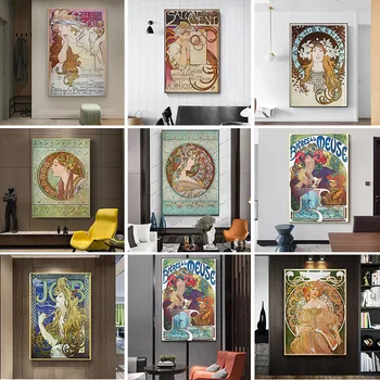 Alphonse Mucha Plátne Obrazy Umenie Plagáty a Vytlačí Vintage Žena Wall Art Obrázky Cuadros Domáce Dekorácie Izba Dekor