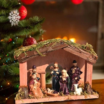 Vianočné Betlehemy Scéna Živice Ježiš Narodenia Socha Narodenia Jasliach Ornament Náboženské Postavy Ježiša Dekorácie