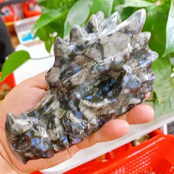 14.5 cm Prírodné Llanite Dragon Lebky Zvierat Vyrezávané Crystal Figúrka Feng Shui Remesiel Uzdravenie Artware Domov Zdobia Darček 1PC