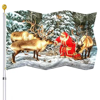 Veselé Vianoce Vlajka Elk Santa Záhrada s Zimnú Dovolenku Polyester Dvore Domu s Vnútorné a Vonkajšie Dekor Ženy, Deti