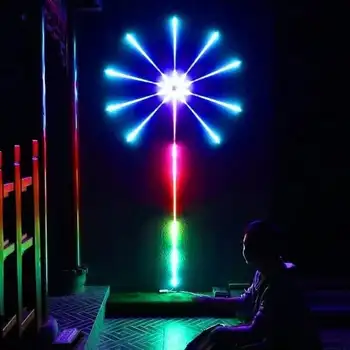 Ohňostroj LED Pásy Svetlo RGB Zvuk Kontrolu Symfónia Ohňostroj Svetla, Svadobné, Vianočné Ovládanie Hudby Full Kit Sen Meteor Lampa