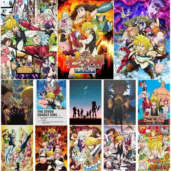 Klasické Anime Sedem Smrteľných Hriechov Plagáty Estetické Biela Potiahnuté Plagát Komické Plagát Na Stenu Art Decor Domov Izba Samolepky Na Stenu