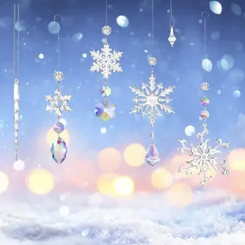 Slnko Chytá Snowflake Dekorácie Šumivé Vianočná Vločka Dekorácie 16 Slnko Lapače pre Domáce Kancelárie Záhrada Opakovane Vianoce
