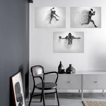 Čierna a biela art rugby plagát Frameless plátno tlačiť maľovanie Office Home dekorácie bez rámu nástenné maľby