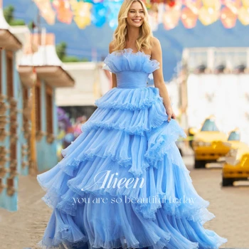 Aileen Nebo Modré Šaty pre Špeciálne Udalosti, Vrstvený Dlhé Svadobné Party Šaty Skladaný Elegantné Šaty Žien Večerné Gala Žena 2023