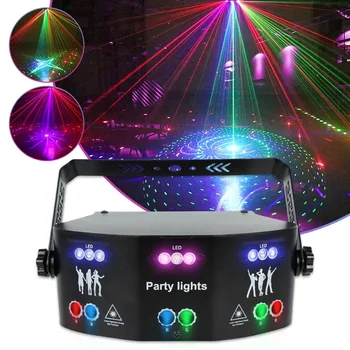 RGB Disco DJ Lúč Laserové Svetlo Projektora DMX Diaľkové Strobo Fáze Osvetlenie Svadobné Xmas Party Halloween Svetlá 9/15 OKO