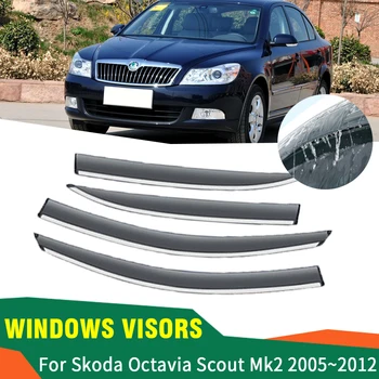 4 KS Auto Windows Clonu Pre Škoda Octavia Mk2 1Z Laura Scout Sedan 2005~2012 2010 Auta Lamely Dážď Obočie Stráže Vietor Dymu