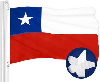 3x5Ft 90×150 CM, Vyšívané Čile Vlajka Premium Nylon Vonkajšie Obojstranná Ťažká Čilský jednotlivých Krajín, Vlajky