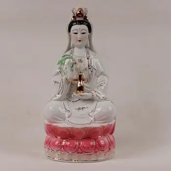 Keramické, sedí na lotus a Buddism godness Guanyin Bódhisattva, Sochy Budhu, sošky, ozdoby~