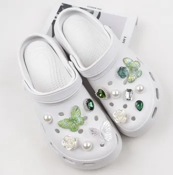 White butterfly DIY príslušenstvo pre Croc Kúzlo obuvi fit pracky záhrada topánky dekorácie žena detí na darček