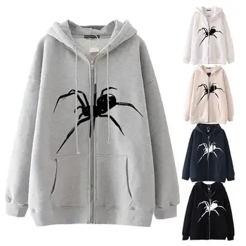 Spider Hoodies Y2K Hip Hop Zips, Mikiny pre Ženy Priedušná Gotické Oblečenie s Vatovaný Podšívka pre ženy muž Každodennom Živote