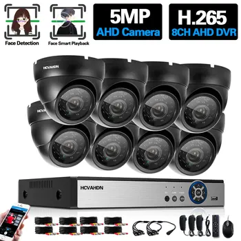 AHD KAMEROVÝ Systém 5MP H. 265 8CH DVR s 4/8 5MP Vonkajšie Bezpečnostné Kamery, DVR Súpravu pre Nočné Videnie Dome kamerový Canera Auta
