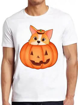 Corgi v Tekvica Halloween Dizajn Meme Darček Tee Kultový Film Vintage T Shirt M845