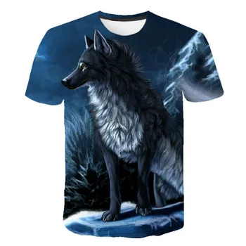 2022 Wolf 3D Tlač T-shirt pánske Populárne tričko Blue Top 3D Tlač T-shirt...Vlk Výtlačky Sú na Predaj, Vitajte na Objednávku