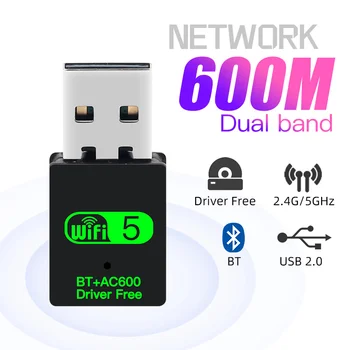 2.4 G 5.8 G Dual Band WiFi 600Mbps USB Bluetooth 5.0 Adaptér Bezdrôtového pripojenia Externého Prijímača RTL8821CU Dongle pre PC/Notebooku/Desktop