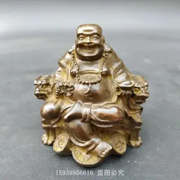 Starožitnosti, Bronzové Výrobky, Starožitnosti, Rôzne Zbierky, Starovekej Fialová Medi Požehnanie Tašky, Maitreya Budha Dáva Bohatstvo