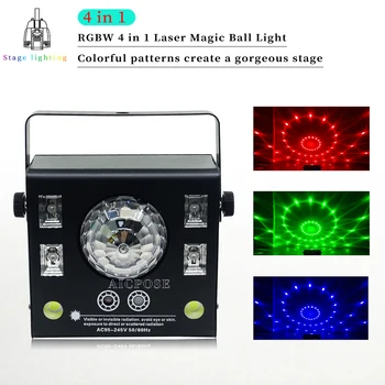LED Fáze Projektor Strobo Magic Crystal Ball UV 4 v 1 Fáze Laser Efekt Lúč Miesto Pre DJ, Disco, Diaľkové DMX regulácia
