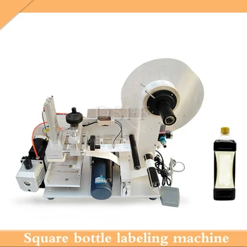 Elektrické Semi-Automatické Plastové Fľaše Označovanie Stroj Obchodné Ploché Sklo Námestí Fľašu, Tlač Etikiet Stroj
