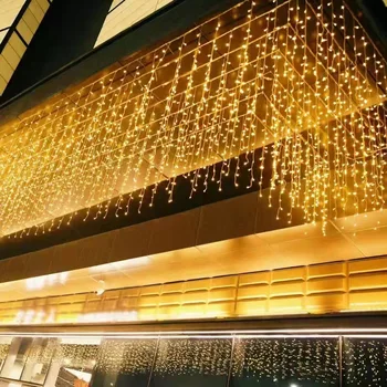 EU/US plug Vianočné LED Záves Cencúľ String Svetlá Vonkajšie Záhradné Garland Dovolenku Osvetlenie Street Mall Odkvapov Víla Dekoratívne