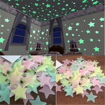 50pcs 3D Hviezdy Svietiť V Tme Samolepky na Stenu Svetelný Fluorescenčné Nálepky na Stenu Pre Deti Detská Izba Spálňa Strop Domova