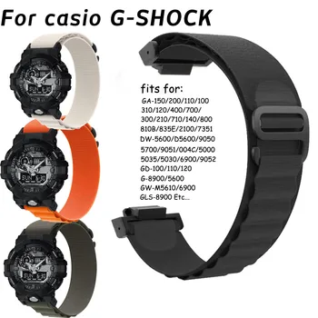 16 mm Nylon Sledovať Pásmo Pre Casio G-SHOCK GA-110 120 800 2100 GD100 G8900 5600 GW-M5610 6900 Popruh Alpine Slučky Watchband Náramok