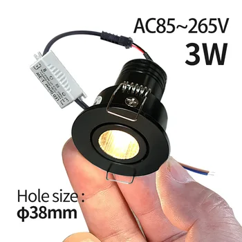 【38 mm otvor] vyzýva zapustené mini Reflektor, 3w LED stropné svietidlo 220V 110 voltov vnútorné Hlboké anti-glare malé downlight s ovládača nastavte