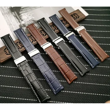 Luxusné Originálne Kožené watchband Sledovať Kapela Black Hnedá Modrá Watchbands 20 mm 22 mm 24 mm pre Breitling popruh