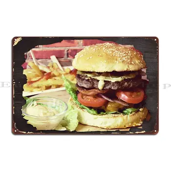 Chutné Veľké Burger Kovové Prihlásiť Strany Steny Jaskyne Garáž Vytvoriť Tlač Tin Podpísať Plagát