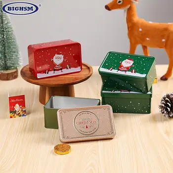 1Pc Vianočné Námestie Plech Môže Candy Box Darček Úložný Box Biscuit Môže Kovov Môže Domov Úložný Box Vianočné Cukrovinky Plechovky Deti Darček