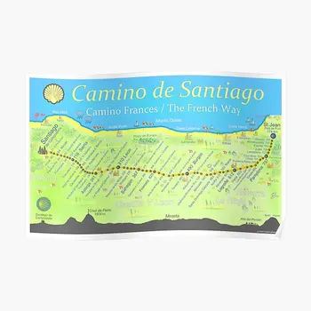 Camino De Santiago Camino Frances Th Plagát, Obraz, Dekorácie Umenie Nástennú Maľbu Domov Zábavné Vytlačiť Moderné Izby Vintage Č Rám