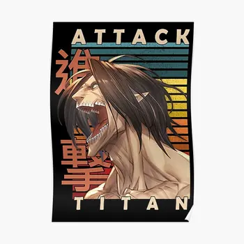Útok Titan Eren Yeager Retro Anime Plagát Domov Izba Moderné Nástenné Art Print Nástenná Maľba Obrázok Maľovanie Vintage Zábavné Č Rám