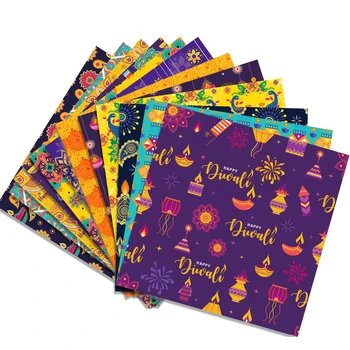 Šťastný Diwali Scrapbooking Materiál Pozadie Dekoratívne Papier DIY Festival Svetiel Námestie Skladanie Papiera Balenie Origami Papiere