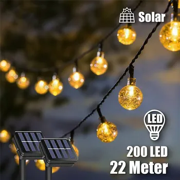 String Svetla Slnečnej 200 Led Rozprávkových Svetiel Outdoor Záhrada Svadobné Dekorácie, Lampy, 22M IP65 Vodeodolný Garland Vianočné Svetlo