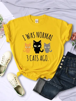 Som normálne troch mačka Pred vytlačené T-shirt dámske ležérne multi-farebné T-shirt oblečenie hip-hop módy krátke rukávy lete