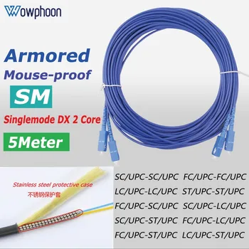 5M SM 2 Core anti-potkan obrnené optický patch kábel kábel LC/SC/ST/FC jednom režime dual-core duplex APC UPC fiber patchcord