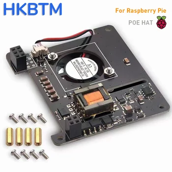 HKBTM POE KLOBÚK pre Raspberry Pi , IEEE802.3af Štandardné Vyhovujúce, 5V 2.4 A Výstupné a 25x25mm Chladiaci Ventilátor pre Raspberry Pi 3B+/4B