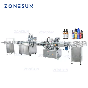 ZONESUN ZS-FAL180A8 plne Automatické Kvapaliny Šťavy, Vody Esenciálny olej, Fľaša na Plnenie, Obmedzenie a Označovanie Stroj Line