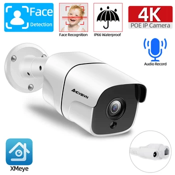 8MP 4K Audio IP Kamera Rozpoznávanie Tváre Zabezpečenia Ochrany Dohľadu Vonkajšie POE Bullet Nepremokavé Video CCTV Camara XMEye