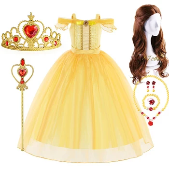 2024 Dievčatá Kráska a Zviera Klasické Belle Cosplay Kostým Dieťa Rozprávky Princezná Oblečenie Narodeninovej Party, Karneval, Vestido