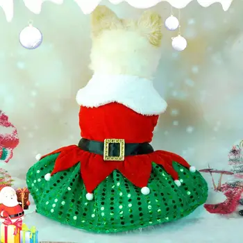 Pet Vianočné Šaty na Slávnostnú Santa Claus Šaty Sukne na Vianoce Psa Dovolenku Strany Pohodlné Lesklé Zlaté Sequin